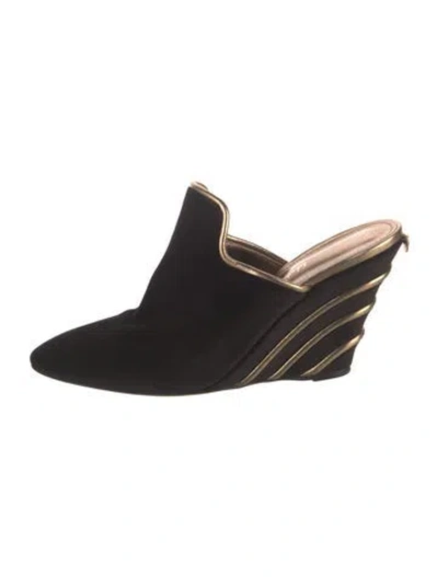Pre-owned Ferragamo Velvet Mules In Black