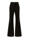 Ferragamo Striped Flared Velvet Trousers In Brown