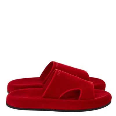 Ferragamo Velvet Slide Sandals In Red