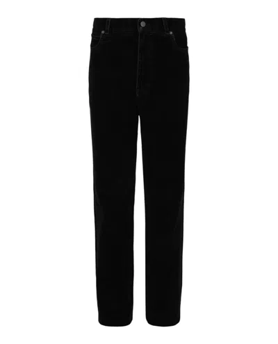 Ferragamo Velvet Straight-leg Pants In Black
