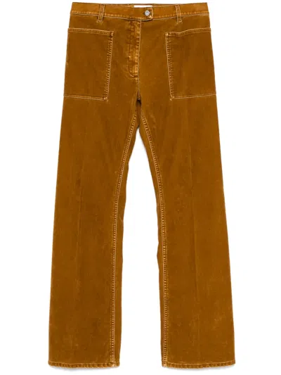 Ferragamo Velvet Trousers In Braun