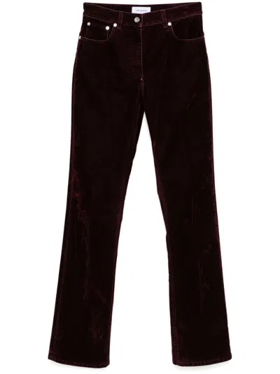 Ferragamo Velvet Trousers In Red