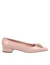 Ferragamo New Vara Plate Pumps In Pink Patent Leather In Pink