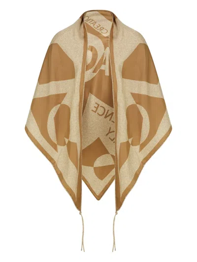 Ferragamo Venna Graphic-print Triangle Scarf In Brown