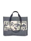 Ferragamo Medium Venna Logo-embroidered Tote Bag In Blue