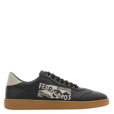 Ferragamo Venna Logo Low-top Sneakers In Black