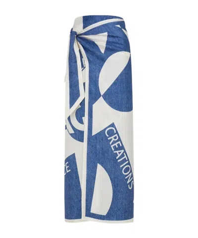 Ferragamo Venna Logo Sarong Skirt In Blue