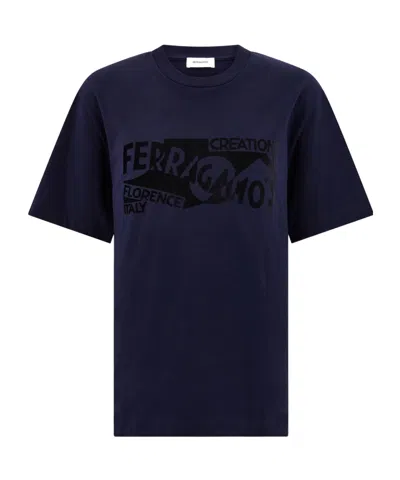Ferragamo Venna Logo T-shirt In Blue