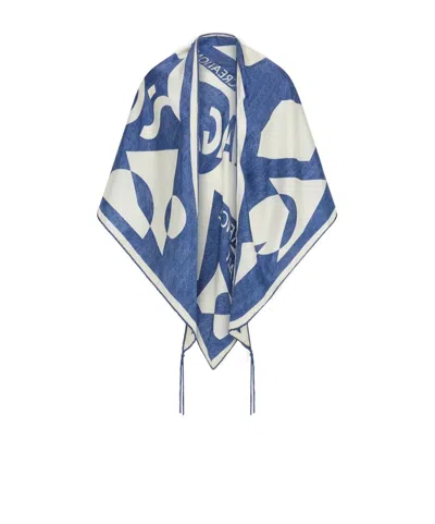 Ferragamo Venna Print Silk Scarf In Blue