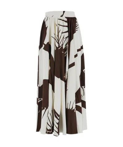 Ferragamo Venus Printed Skirt In Cheese/espresso