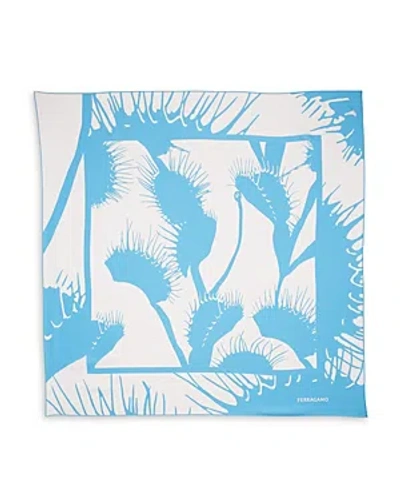 Ferragamo Venus-print Silk Scarf In Blue/white