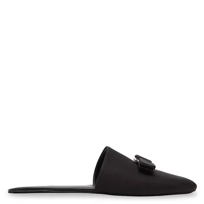 Ferragamo Vern Dream Bow-embellished Slippers In Black