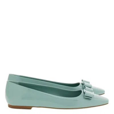Ferragamo Vernice Patent Leather Ballet Flats In Green