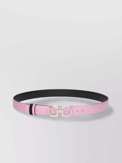 Ferragamo Versatile Leather Belt With Reversible Buckle In Pastel