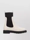 Ferragamo Ivory Leather Rook Ankle Boots