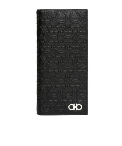 Ferragamo Vertical Bi-fold Wallet In Black