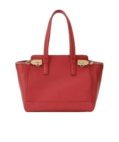 Ferragamo Verve Logo Handbag In Brown