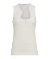Ferragamo Salvatore  Cotton Tank Top With Shaped Neckline In White
