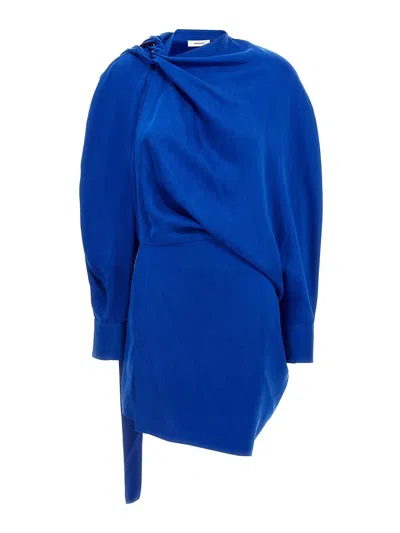 Ferragamo Electric Blue Asymmetric Mini Dress