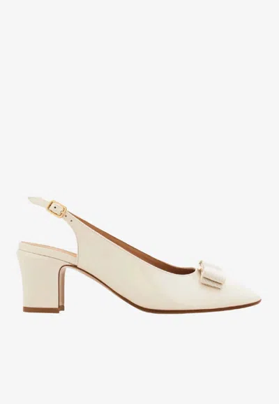 Ferragamo Women Mascarpone Vara Bow Slingback Pumps In Neutral