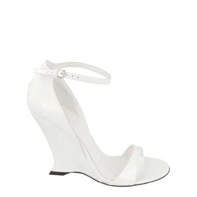 Ferragamo Vidette Patent Leather Wedge Sandals In White