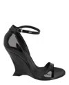 Ferragamo Unique Wedge Sandals With Sculptural Heel In Black