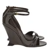 Ferragamo Vidette Patent Leather Wedge Sandals In Multi