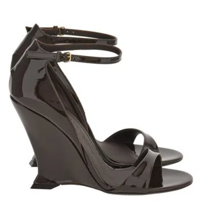 Ferragamo Vidette Patent Leather Wedge Sandals In Multi