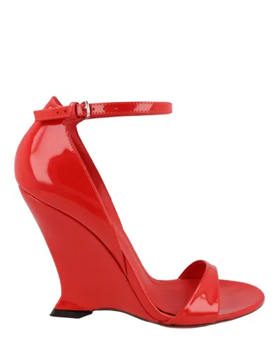 Ferragamo Vidette Patent Leather Wedge Sandals In Animal Print