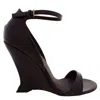 Ferragamo Vidette Patent Leather Wedge Sandals In Black