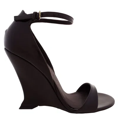 Ferragamo Vidette Patent Leather Wedge Sandals, Size 7 C In Brown