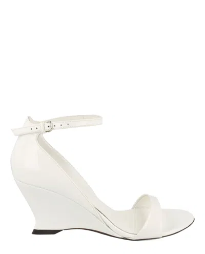 Ferragamo Vidette Patent Leather Wedge Sandals In White