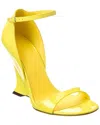 Ferragamo Vidette Patent Leather Wedge Sandals In Yellow