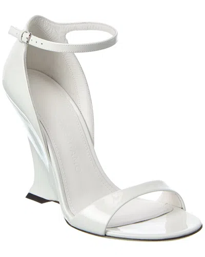 Ferragamo Vidette Patent Wedge Sandal In White