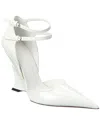 Ferragamo Vidette Womens Patent Leather Adjustable Wedge Sandals In White