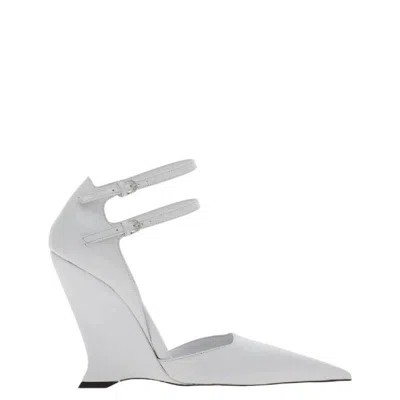 Ferragamo Vidya Wedge Heel Leather Pumps In Gray