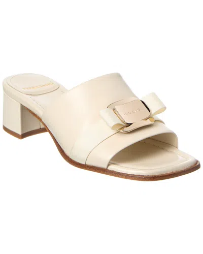 Ferragamo Vilna Leather Sandal In White