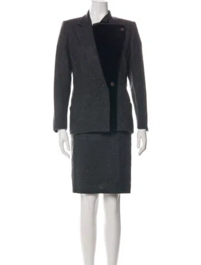 Pre-owned Ferragamo Vintage 1980's Skirt Suit In Grey