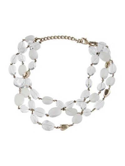 Pre-owned Ferragamo Vintage Beaded Multistrand Necklace, 22.75" In Transparent