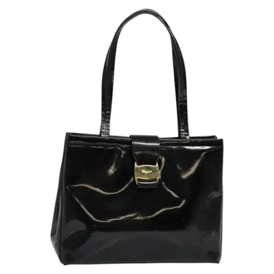 Pre-owned Ferragamo Vintage Convertible Tote Patent Leather Patent_leather Tote Bag Bag () In Black