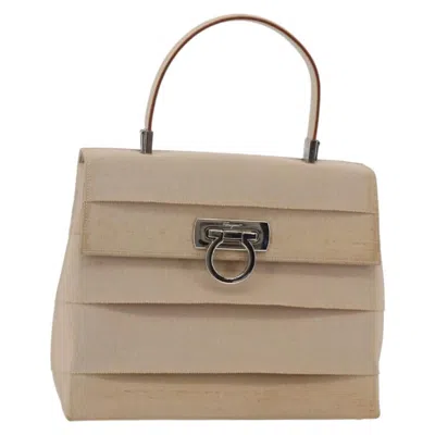 Pre-owned Ferragamo Vintage Gancini Cage Top Handle Bag Canvas Canvas Bag () In Sand