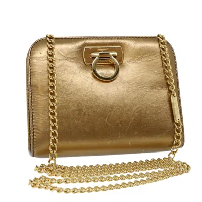 Pre-owned Ferragamo Vintage Gancini Chain Shoulder Bag Leather Leather Bag () In Gold
