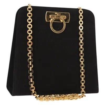 Pre-owned Ferragamo Vintage Gancini Chain Shoulder Bag Suede Suede Shoulder Bag Bag () In Black