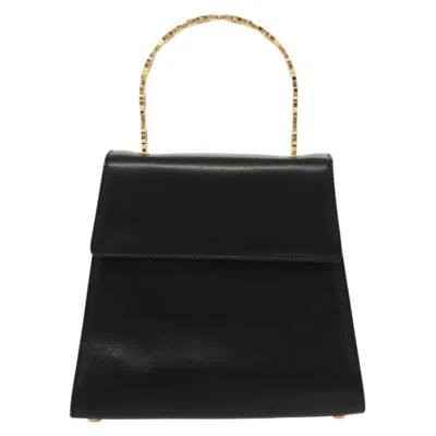 Pre-owned Ferragamo Vintage Gancini Convertible Top Handle Bag Leather Leather Handbag () In Black