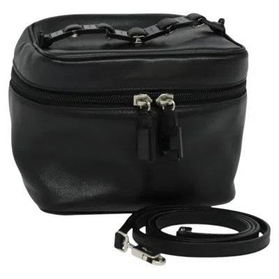 Pre-owned Ferragamo Vintage Gancini Pochette Leather Leather Handbag () In Black