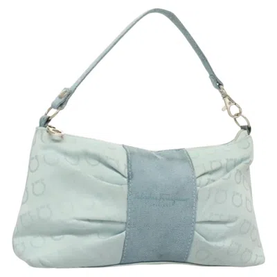 Pre-owned Ferragamo Vintage Gancini Pochette Nylon Nylon Clutche & Pouche Bag () In Blue