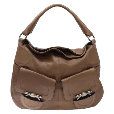 Pre-owned Ferragamo Vintage Handbag Leather Leather Handbag () In Brown