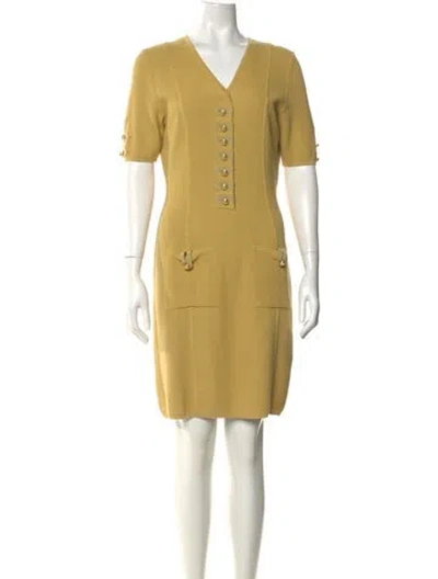 Pre-owned Ferragamo Vintage Knee-length Dress In Yellow