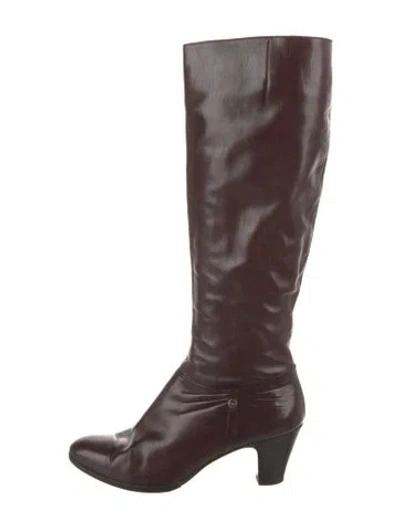 Pre-owned Ferragamo Vintage Leather Boots In Brown