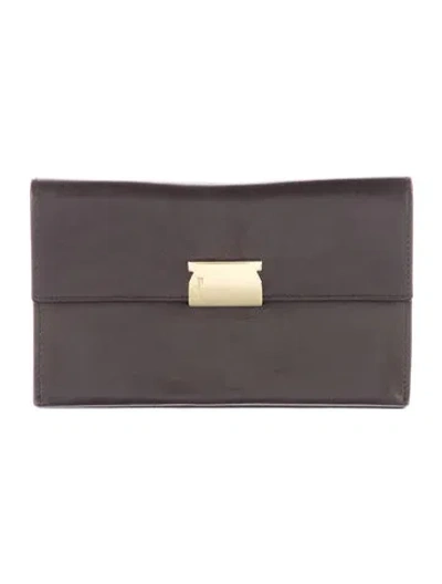 Pre-owned Ferragamo Vintage Leather Compact Wallet In Brown